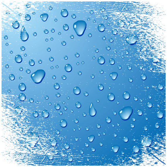 Blue water drops grunge background vector