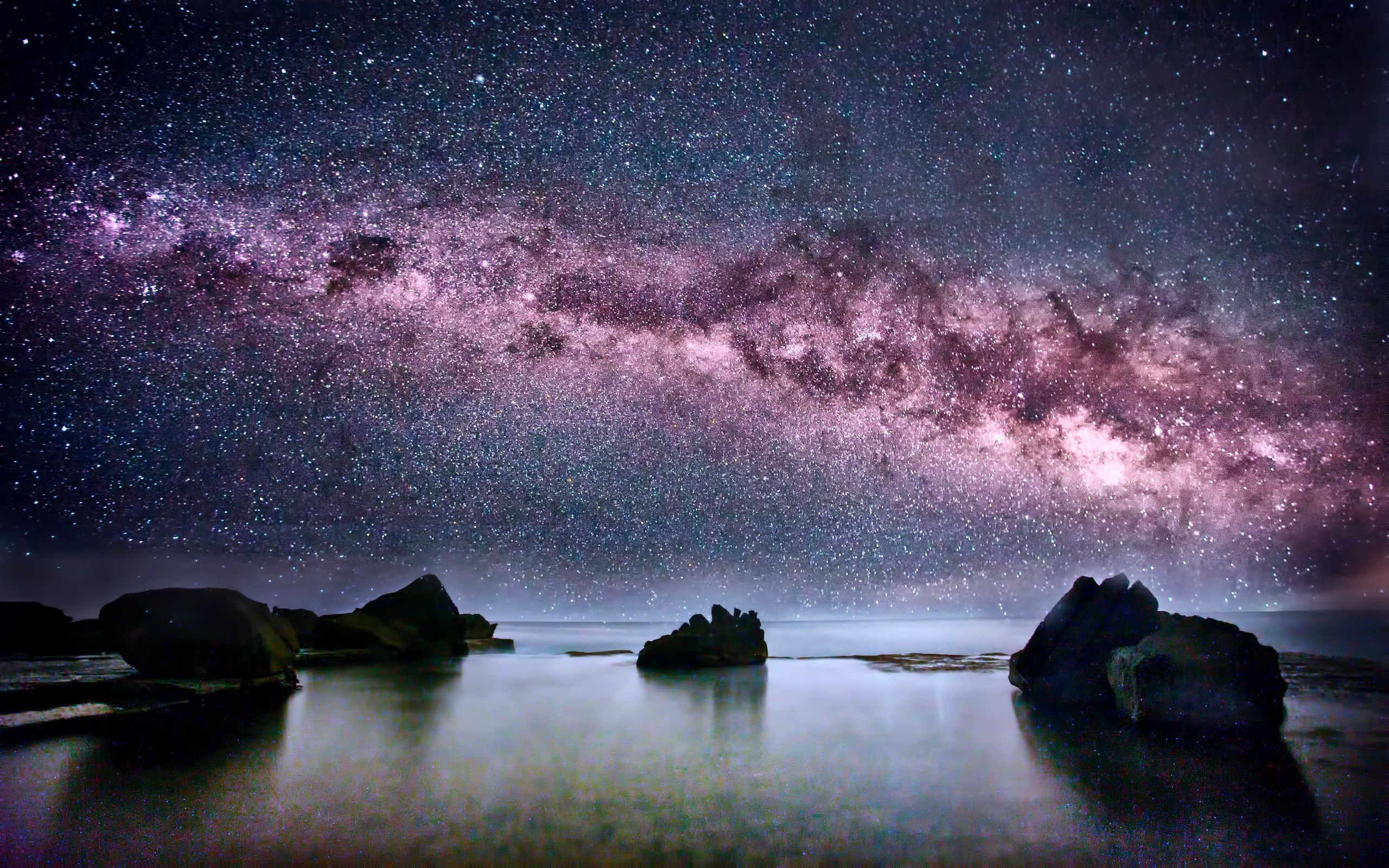 Landscape Nature Stars Galaxy Wallpaper HD