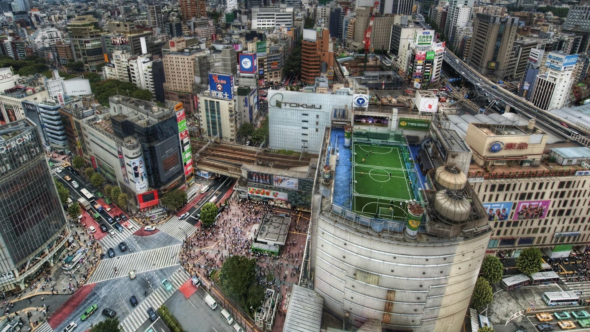 Soccer Field On Tokyo Rooftop HD Wallpaper
