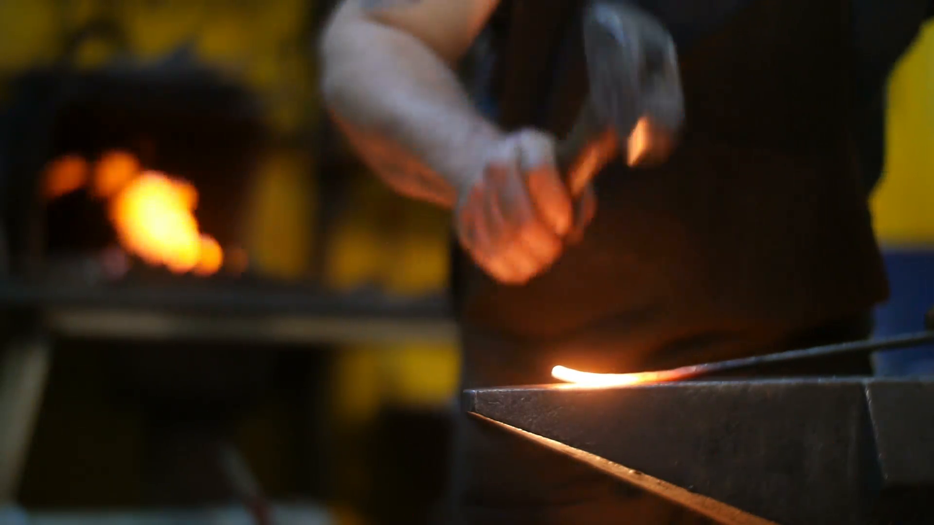 Forging A Sword On An Anvil In Blacksmith Workshop Stock Video