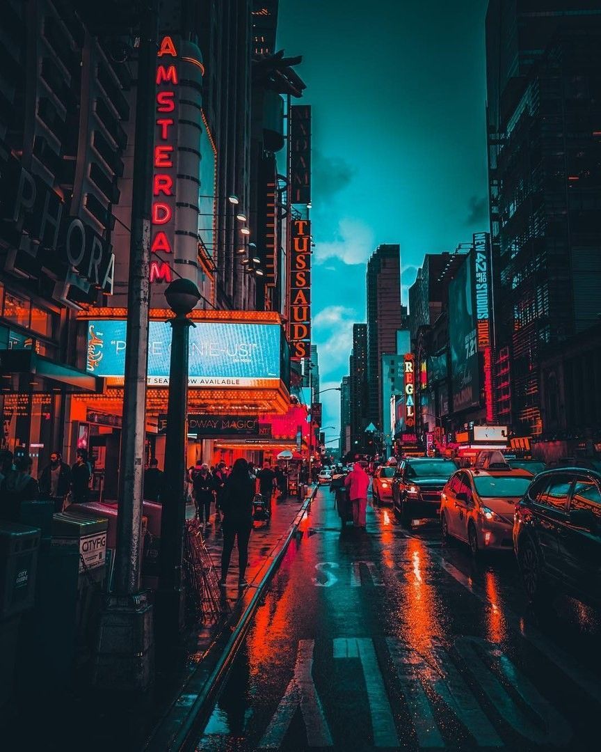 Night In The City Aesthetic Landscape Wallpaper