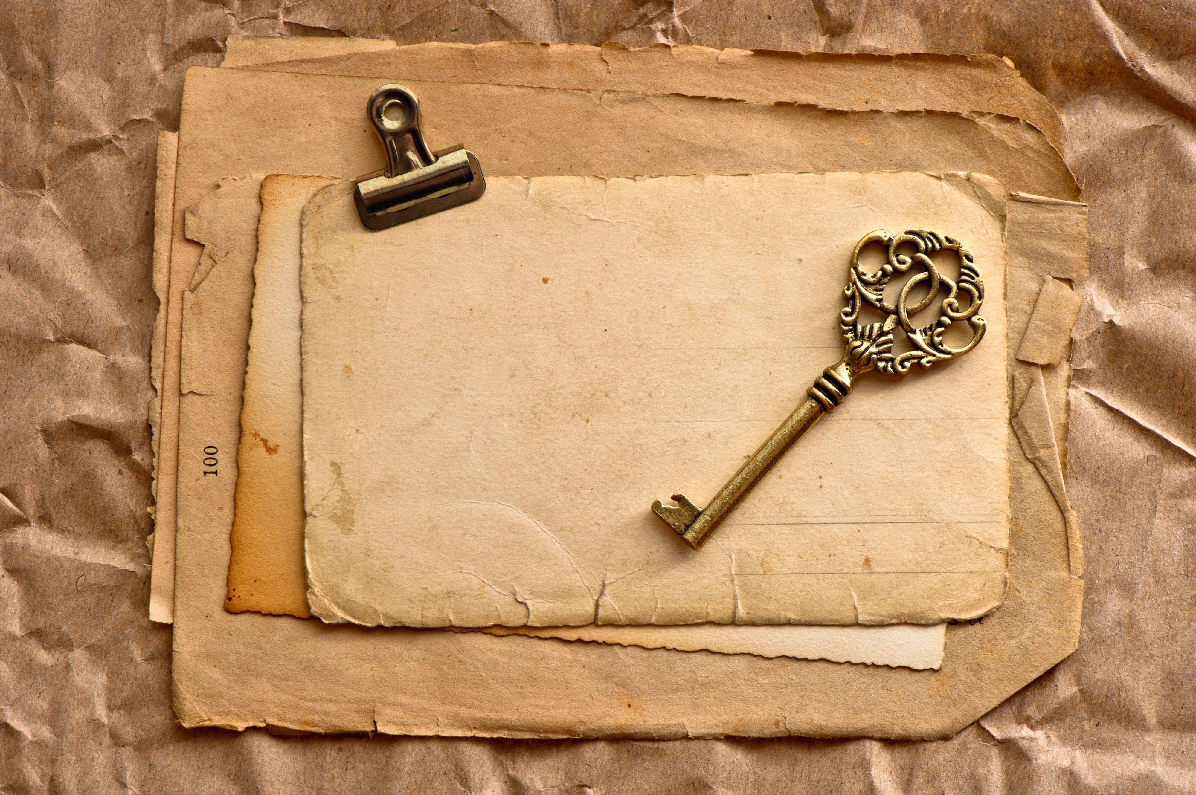 Vintage Papers And Key Image Background