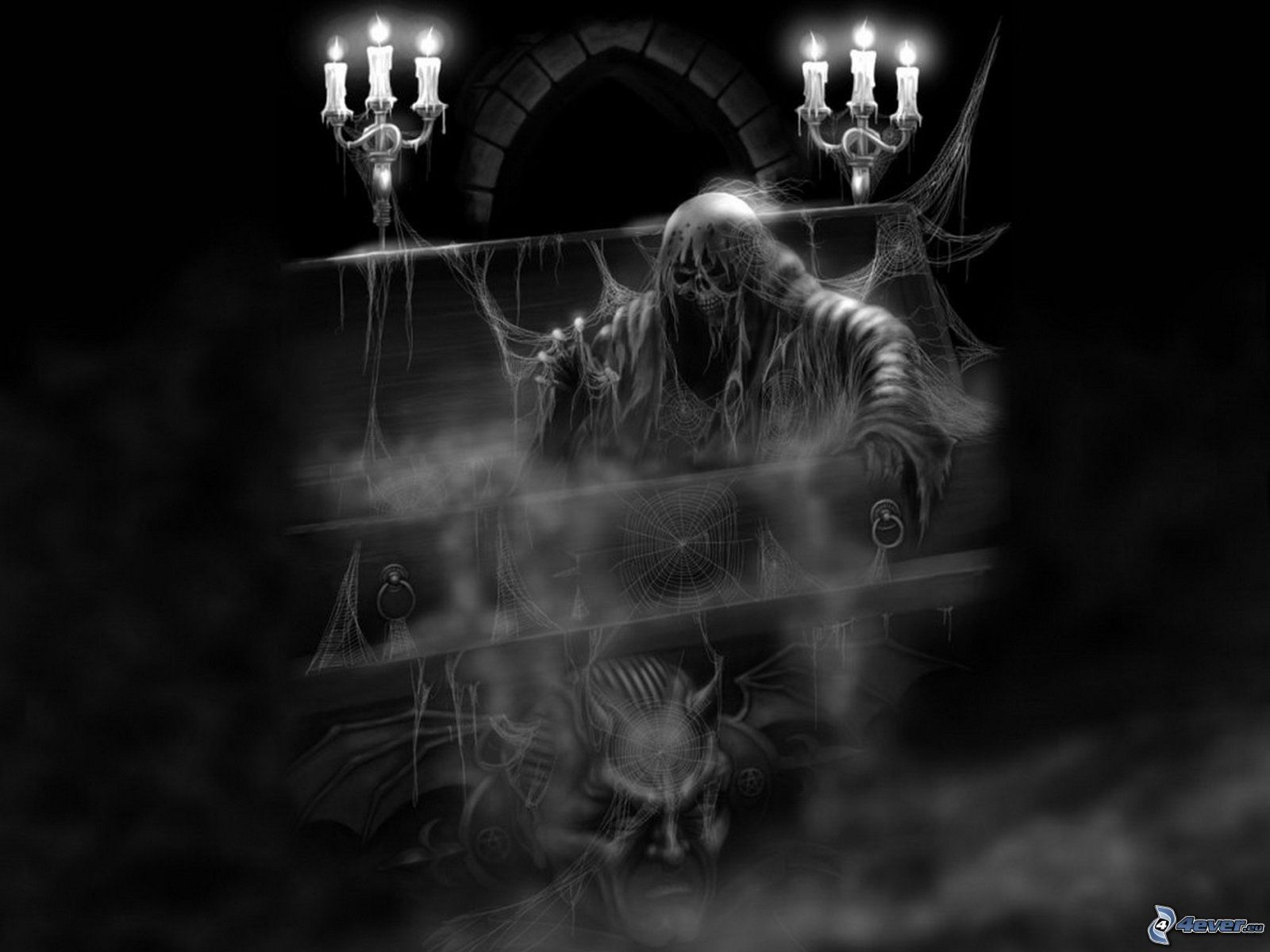 Dark Grim Reaper Horror Skeletons Skull Creepy Z Wallpaper