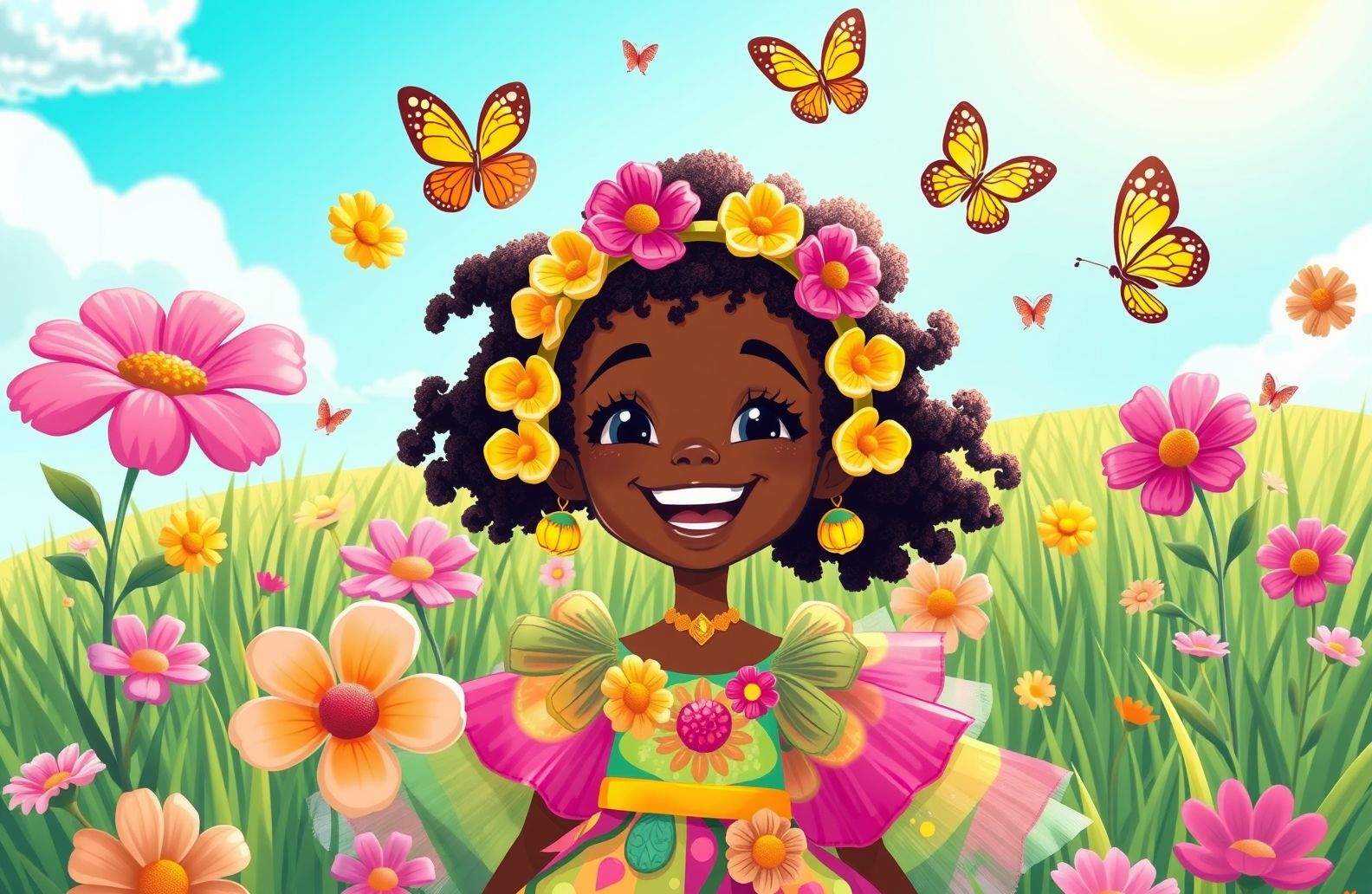 Pretty Black Girl Cartoon Wallpaper