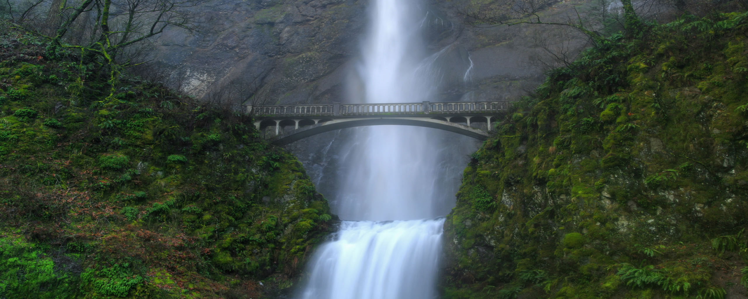 Dual Screen Wallpaper Bridges Waterfalls