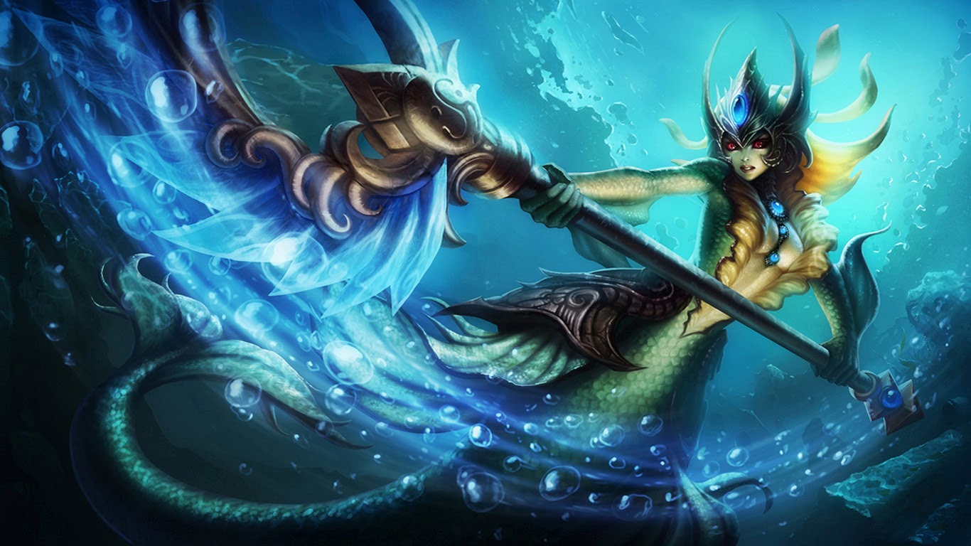 Nami League Of Legends Lol Wallpaper Game Weapon Mermaid A092