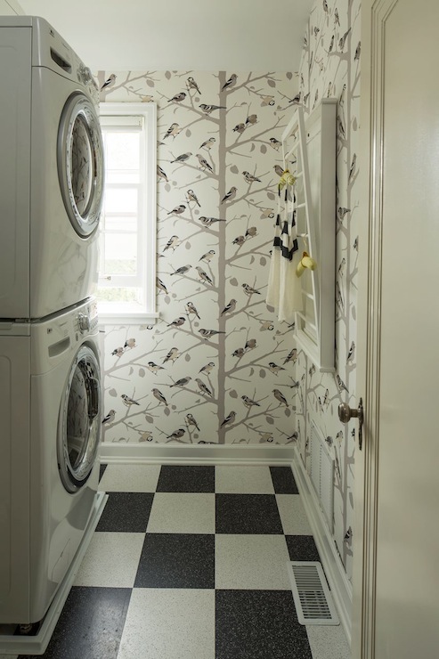 Winter Wallpaper Transitional Laundry Room Lucy Interior