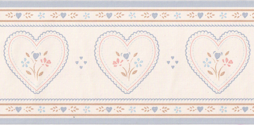 Wall Paper Border Blue Hearts Wallpaper Pattern Off