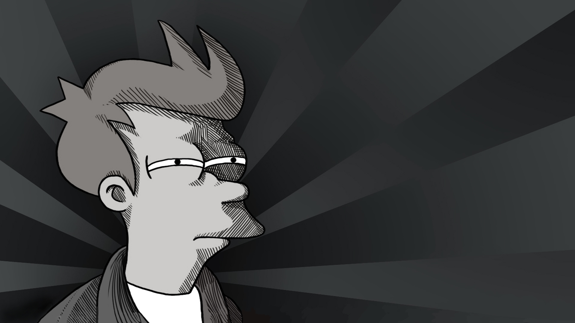Futurama Fry Wallpaper Grayscale Monochrome
