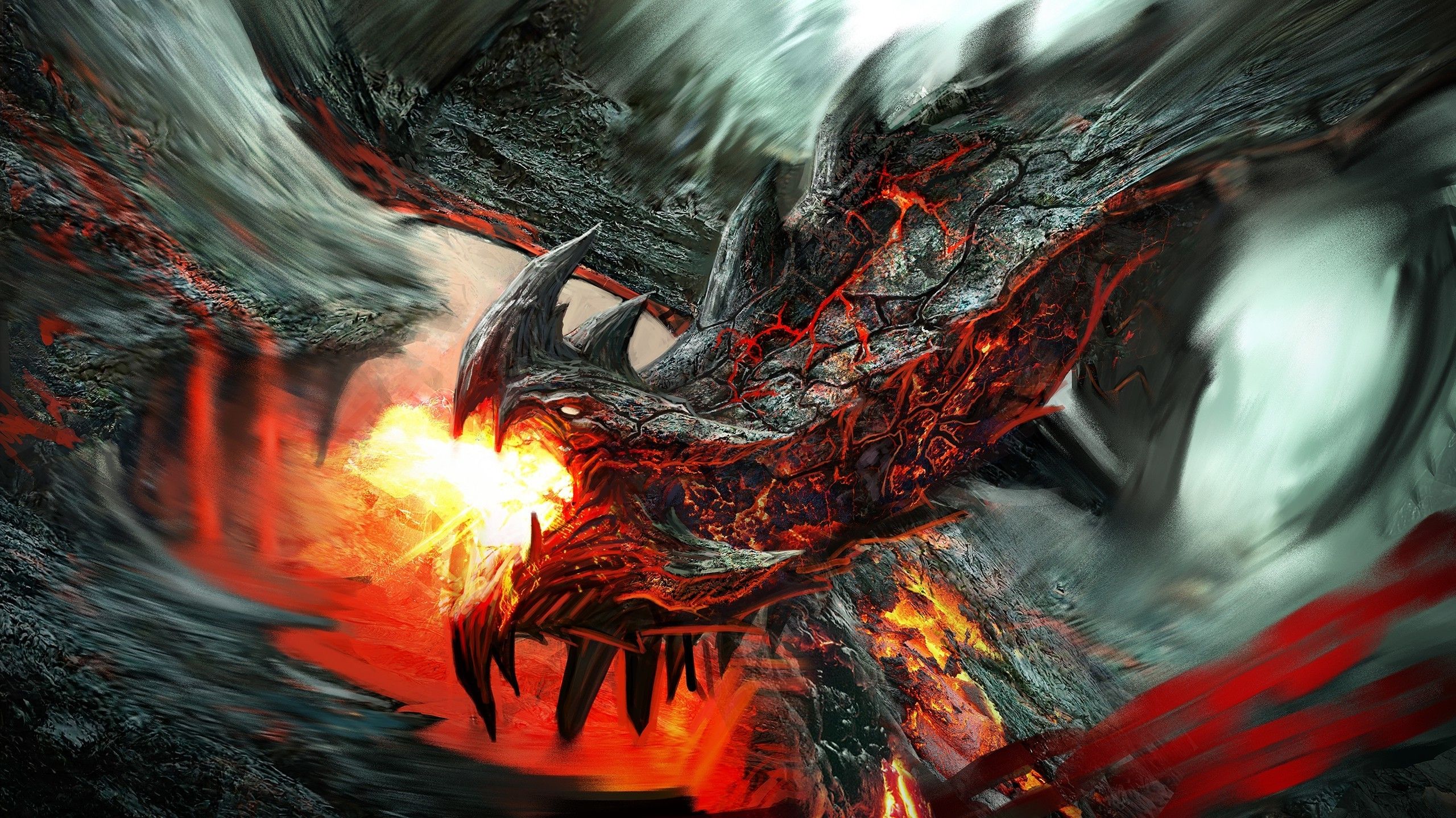 Black Dragon Fire Wallpaper Illustration