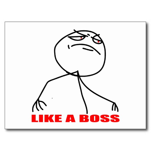 Like a boss meme face post card from Zazzle
