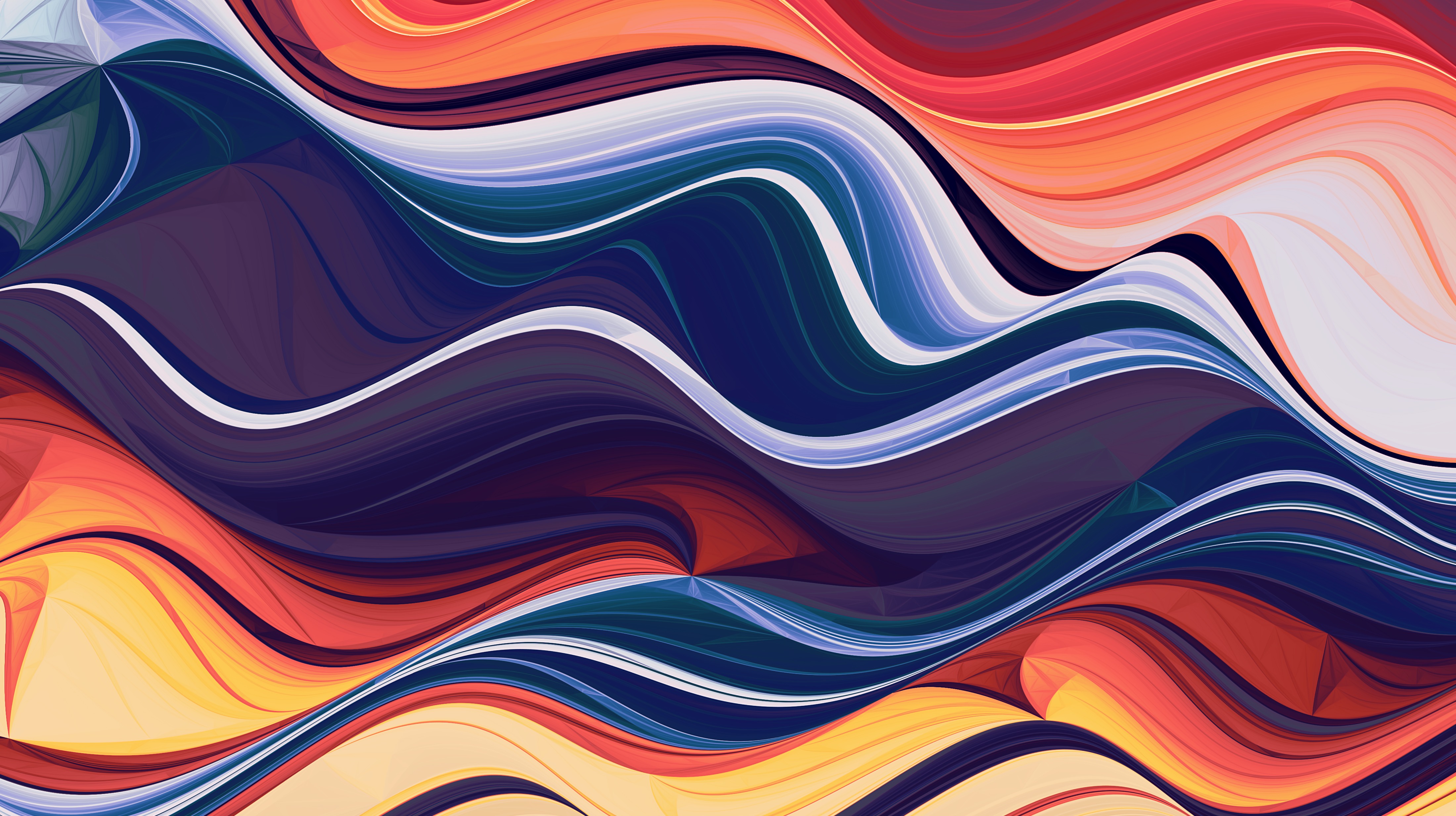 Abstract swirling waves of color in shades of orange, red, blue, and purple, creating a vibrant and dynamic visual