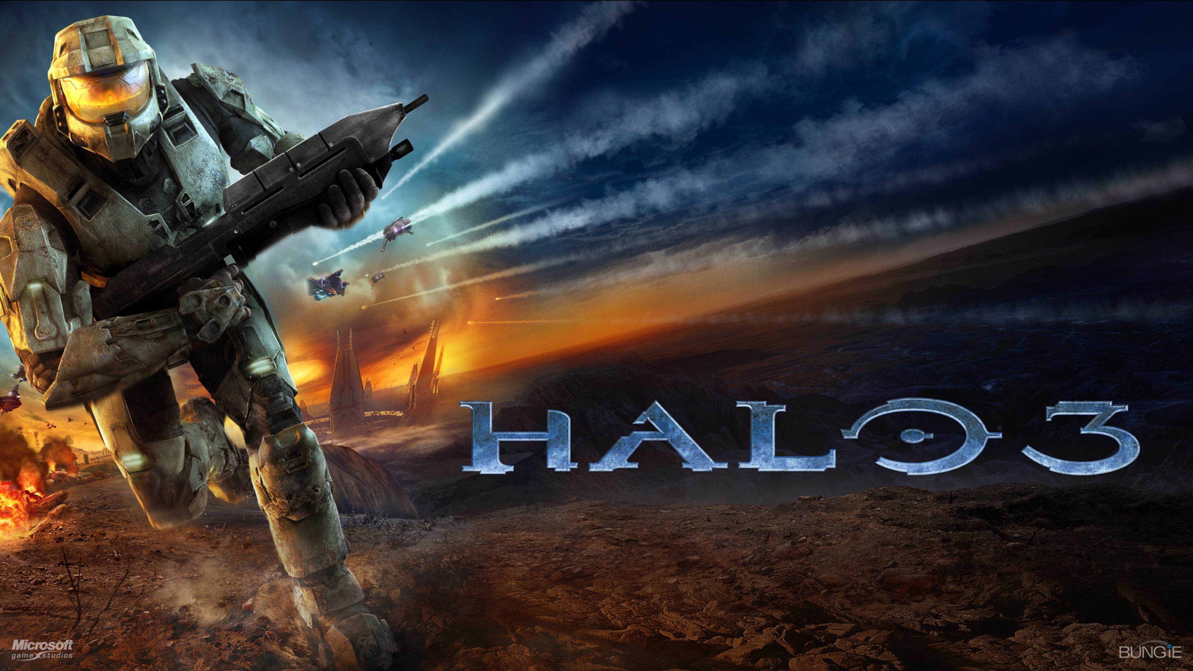 Halo Soldier Run Sky Explosion Wallpaper Background 4k Ultra HD