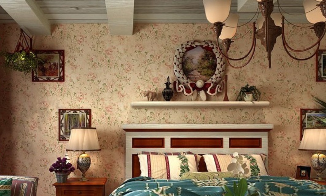 Wallpaper Designs For Bedroom Of America Country Style House New