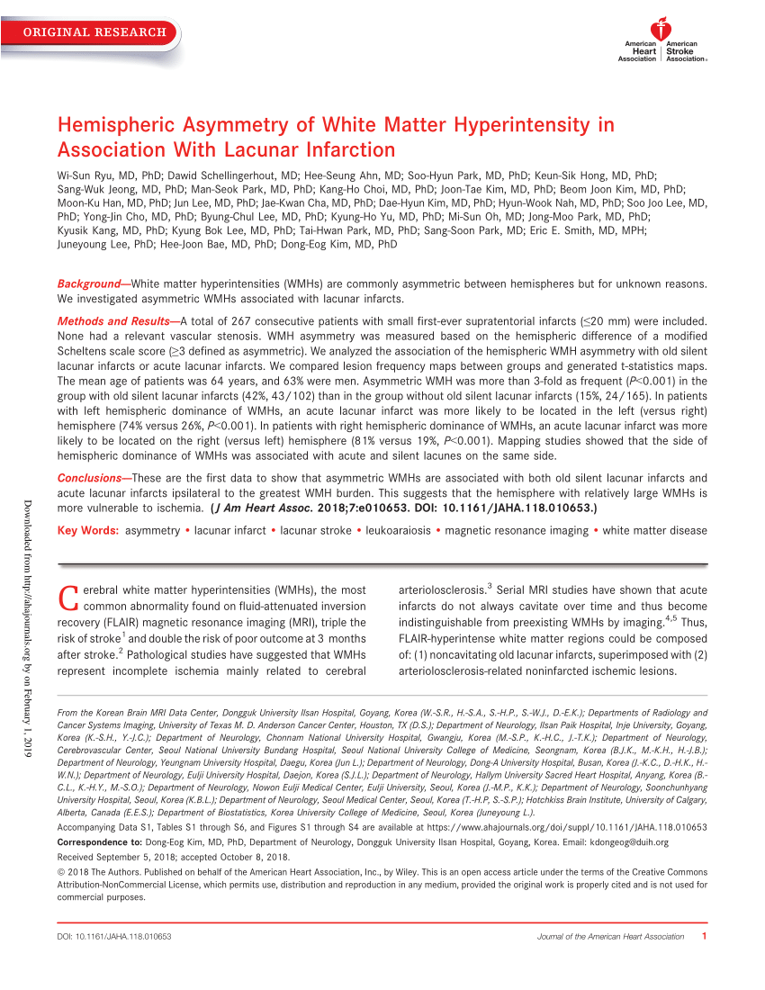 Pdf Hemispheric Asymmetry Of White Matter Hyperintensity In