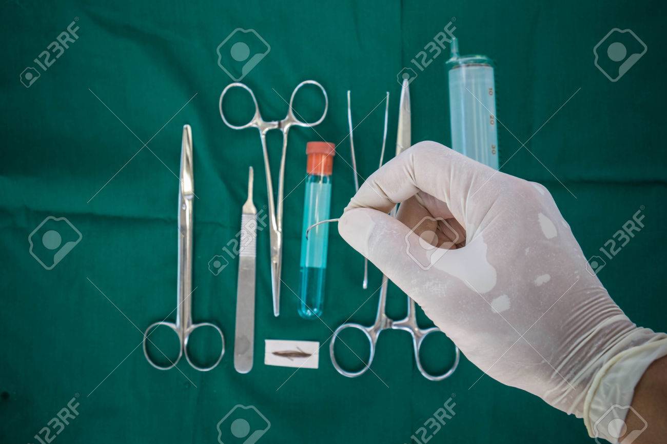 Hand Holding Hook For Suture With Instruments Surgery