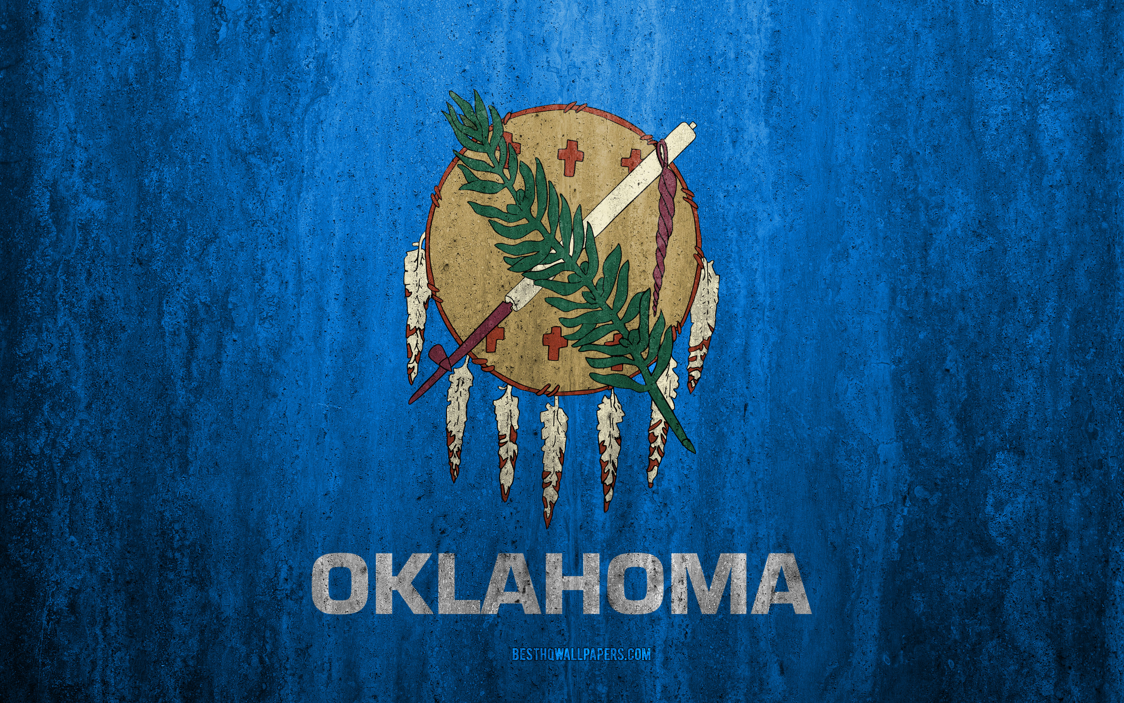 Wallpaper Flag Of Oklahoma 4k Stone Background