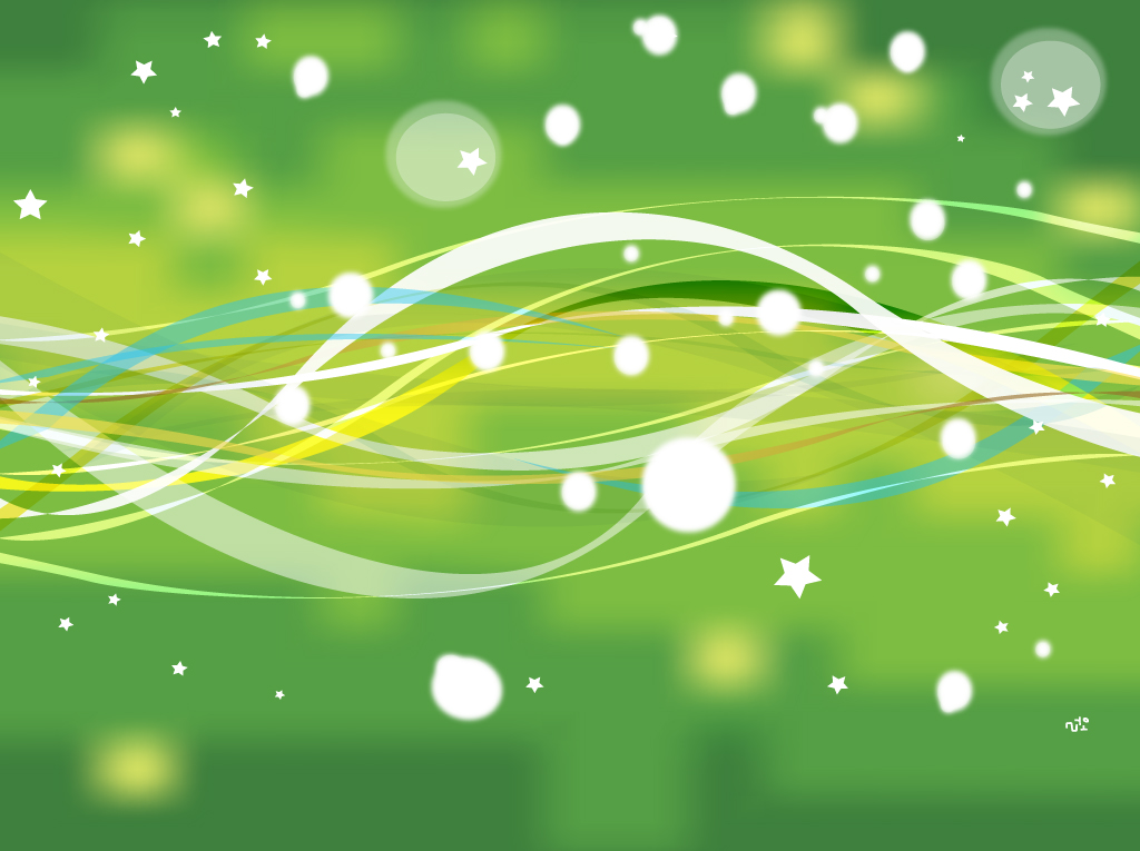 Green Vector Celebration Background With Stars Colorful Ribbons And