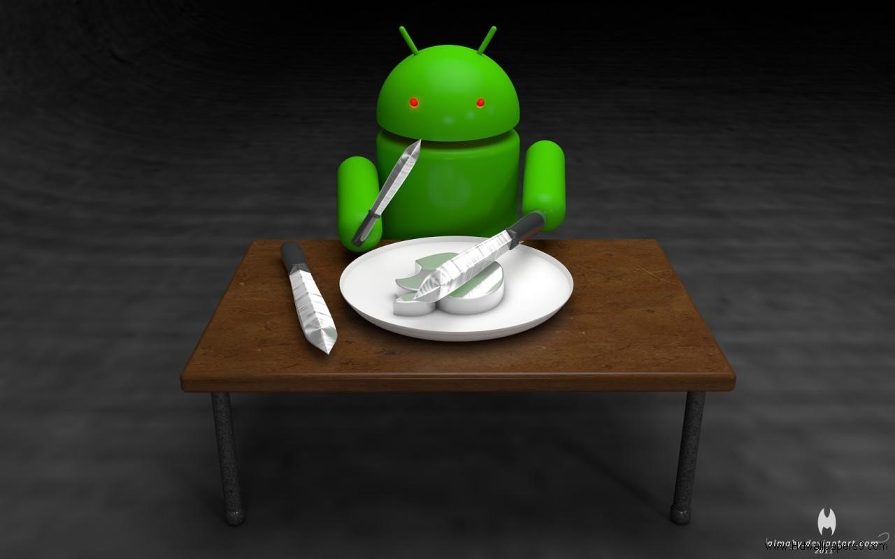 Aqua Dancers Android Eating Apple 3d