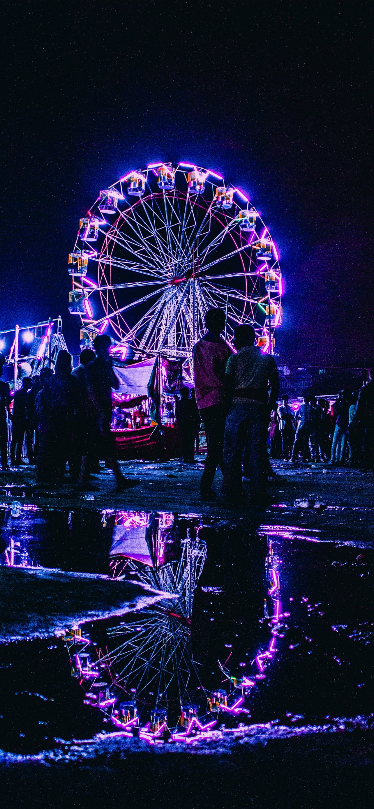 Ferris Wheel During Nighttime iPhone Wallpaper