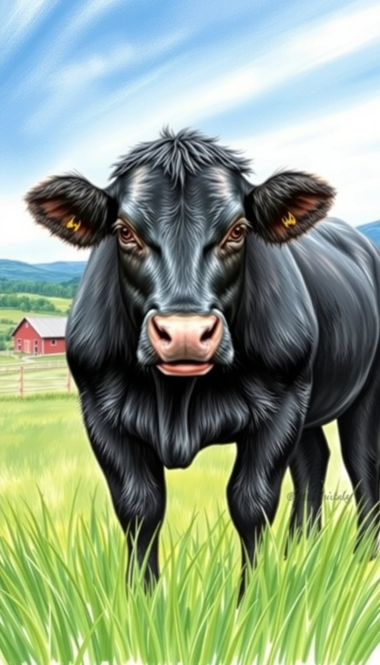 Black Angus Cow Drawing Wallpaper