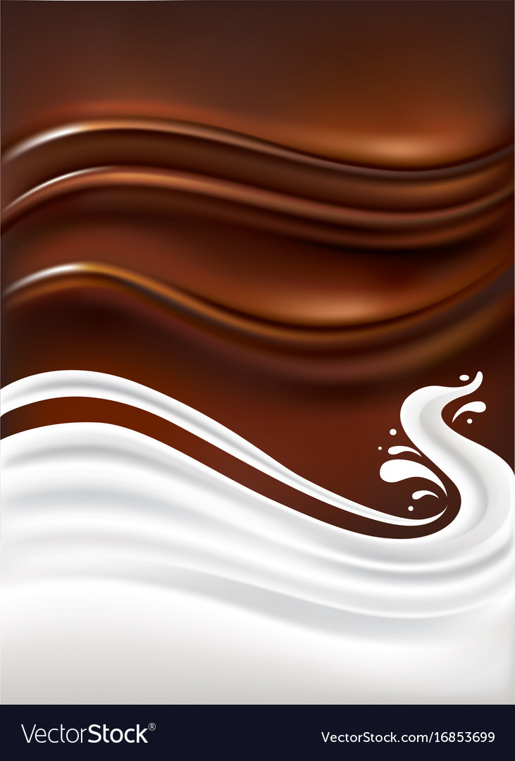 Fresh Milk Splash On Chocolate Background Vector Image