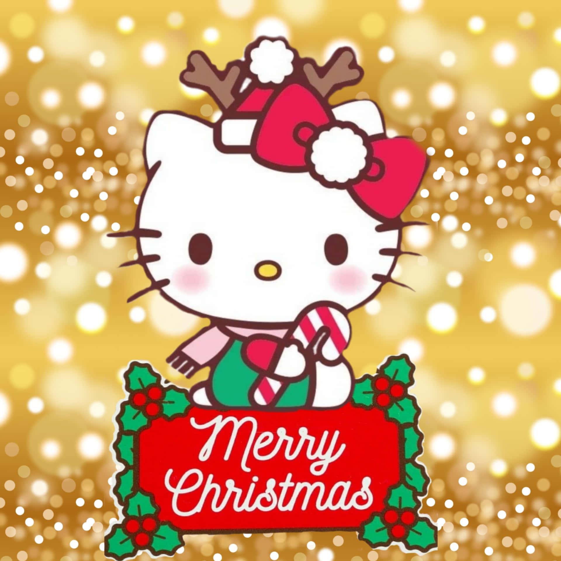 Adorable Hello Kitty Celebrating Christmas
