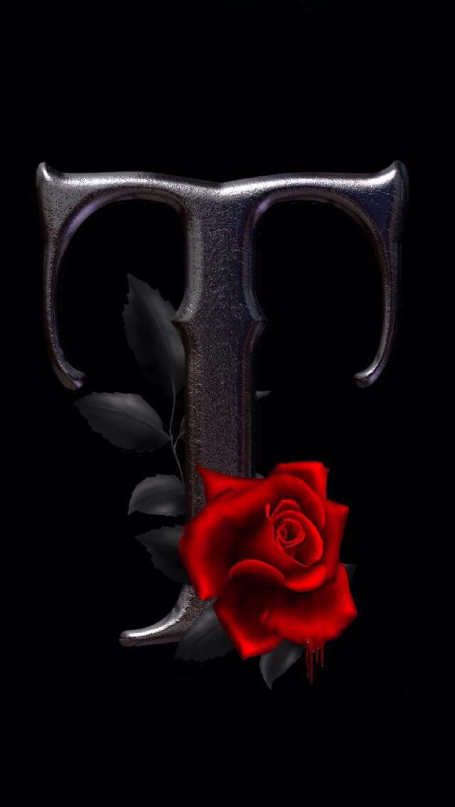 T Name Wallpaper and Rose