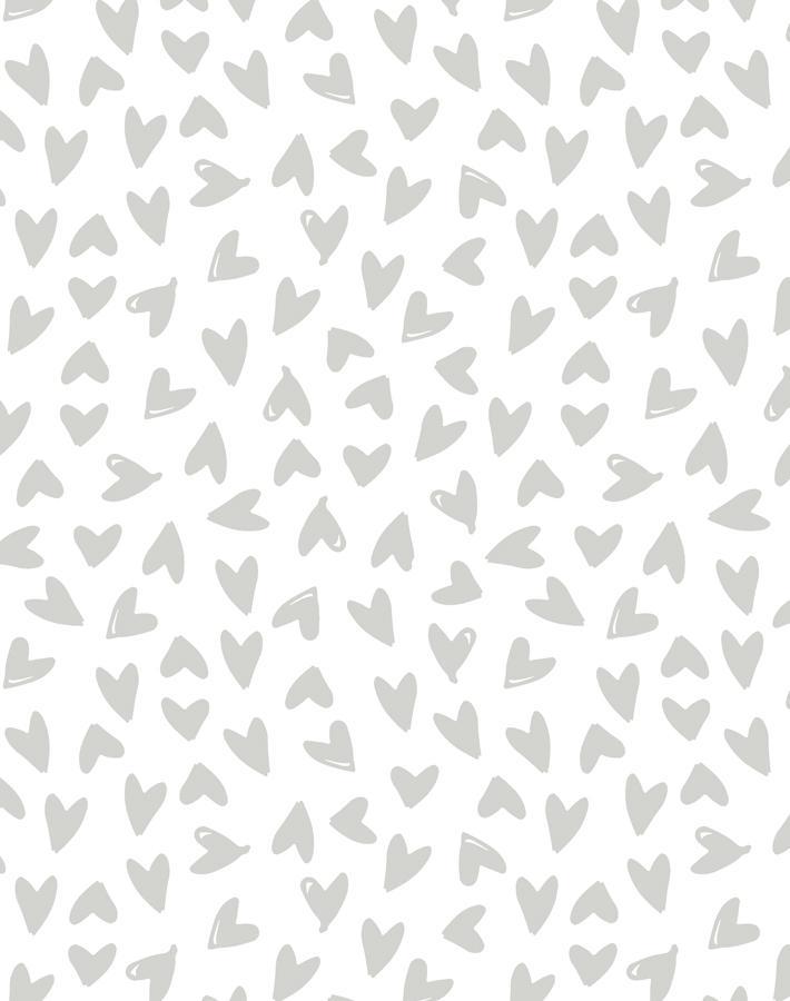 Hearts Grey On White Traditional Peel Stick Wallpaper
