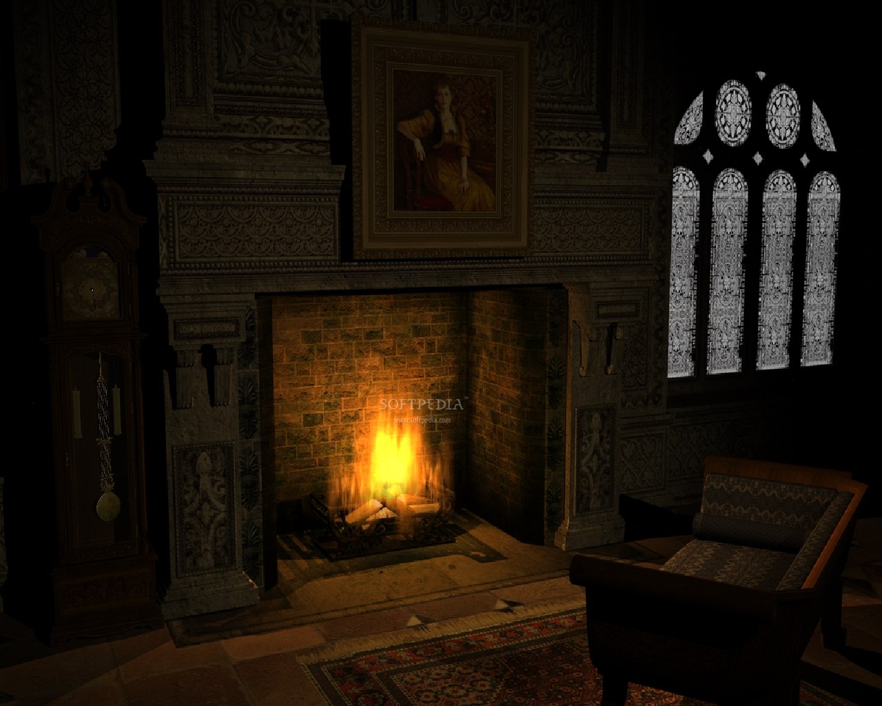 On Your Computer Screen By Old Fireplace Animated Wallpaper