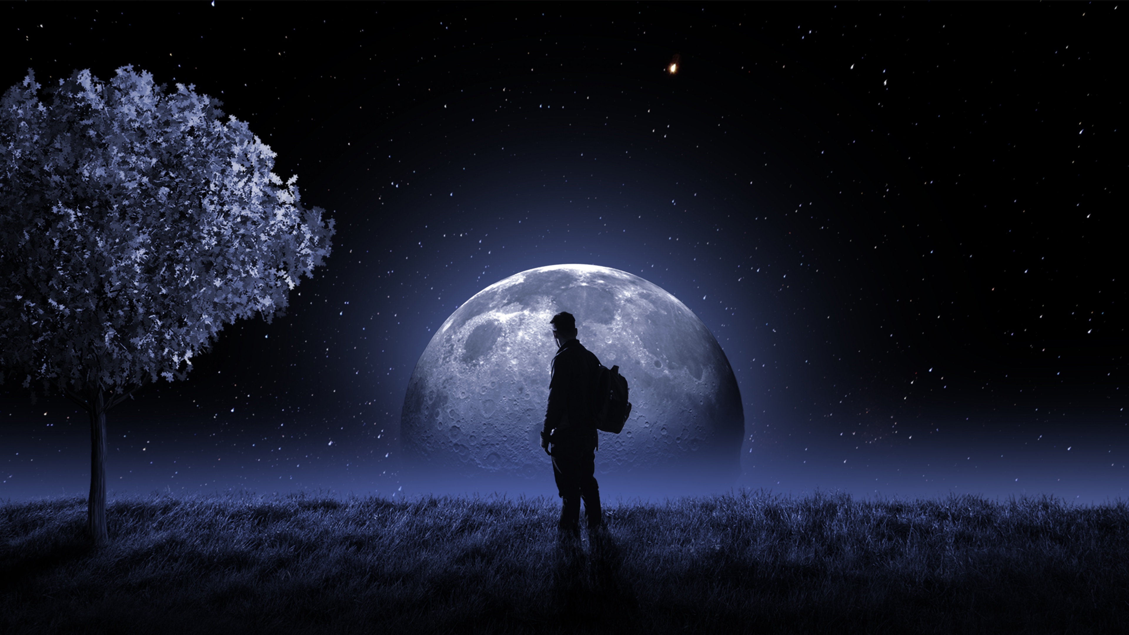 Moon Wallpaper 4k Surreal Night Sky Stars Light