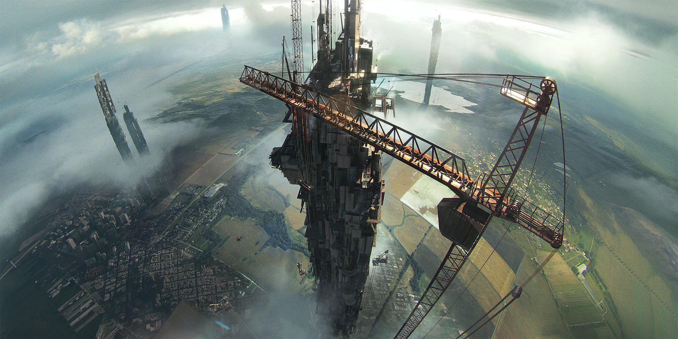 Title Sci Fi City Building Construction Crane