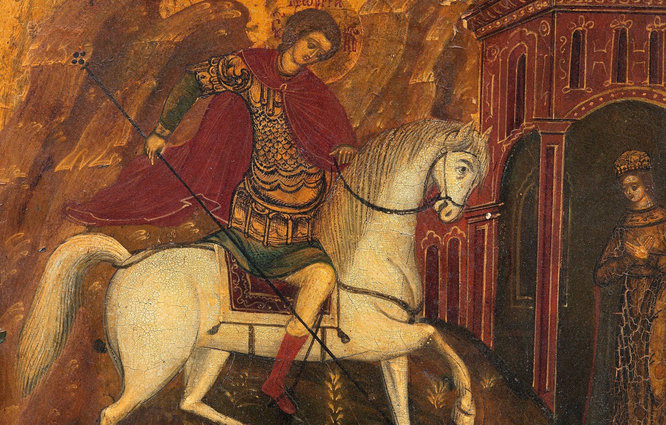 Wallpaper White Horse Religious Painting Xix St George
