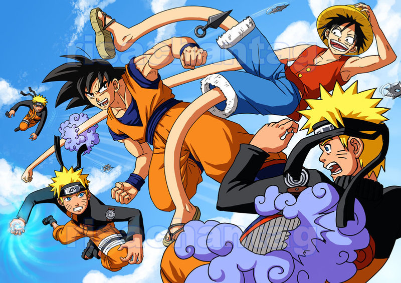 Naruto Randomness Goku And Luffy Resolution Desktop Wallpaper