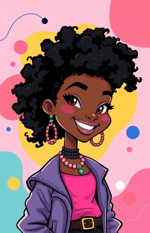 Pretty Black Girl Cartoon Wallpaper