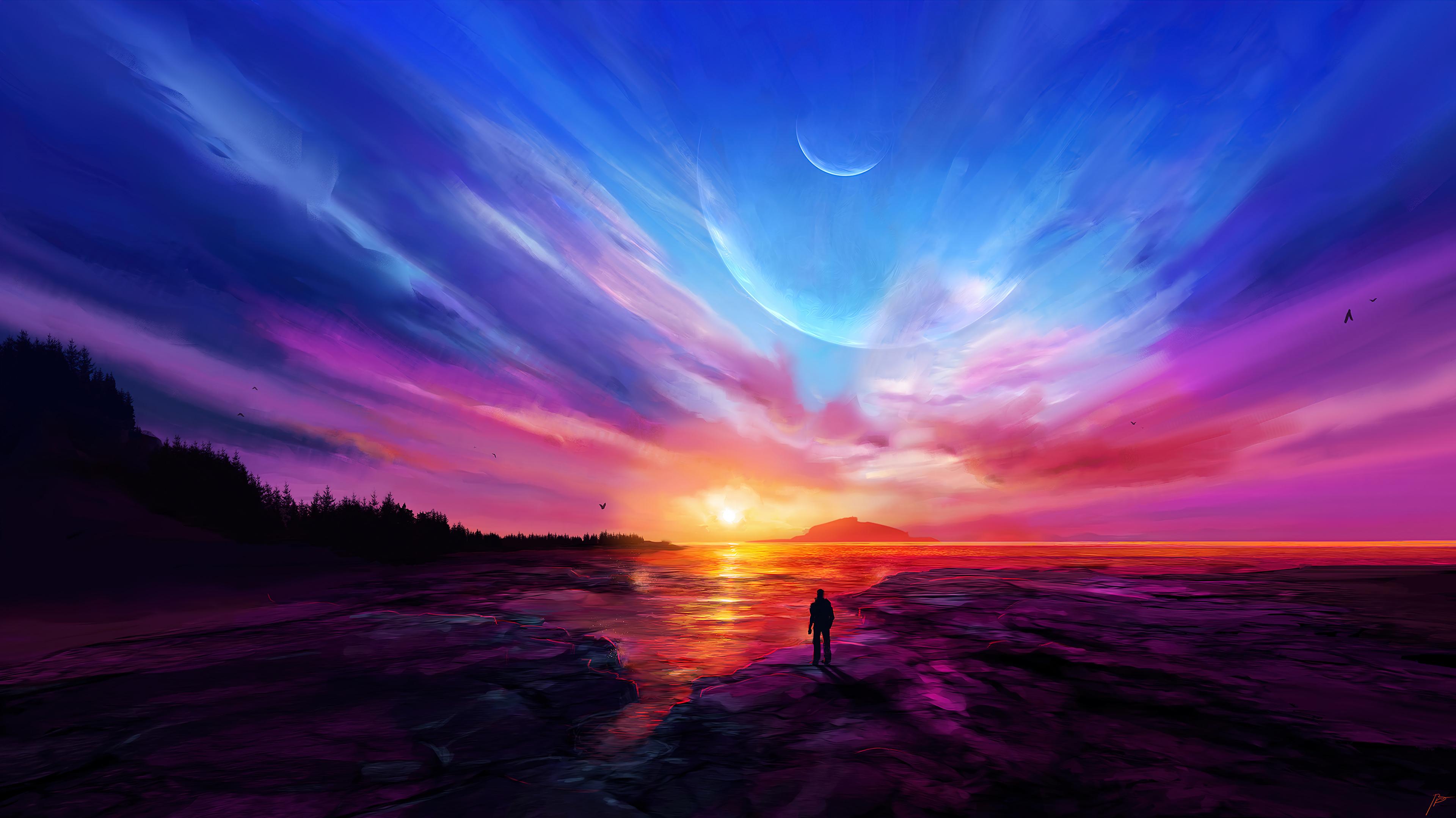Sunset Scenery Art Wallpaper 4k Pc Desktop 6110b