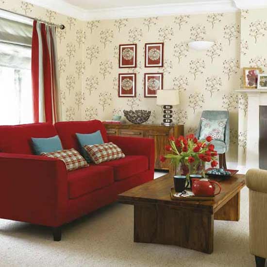 Modern living room Wallpaper feature Decorating ideas Image