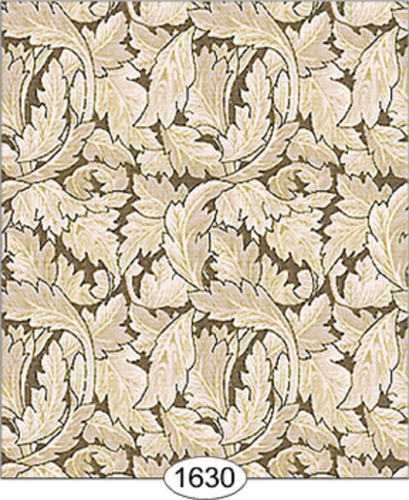 Dollhouse Miniature Wallpaper Victorian Leaves In Brown And Beige