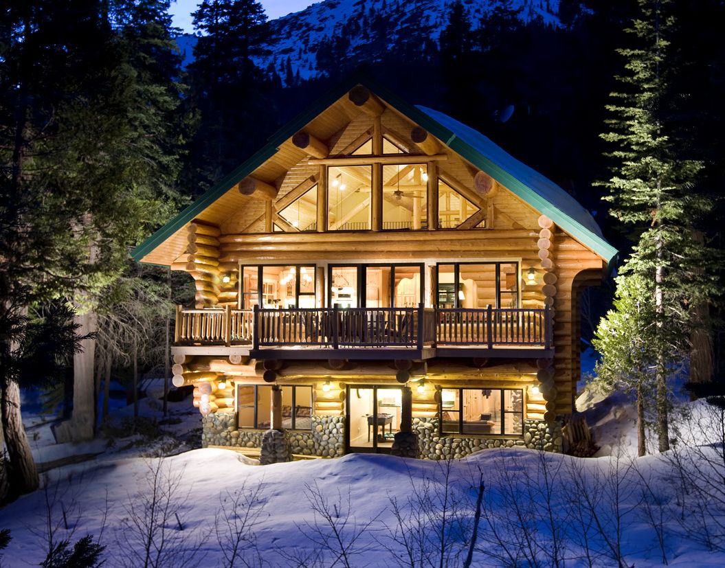 Winter Log Cabin Android Wallpaper