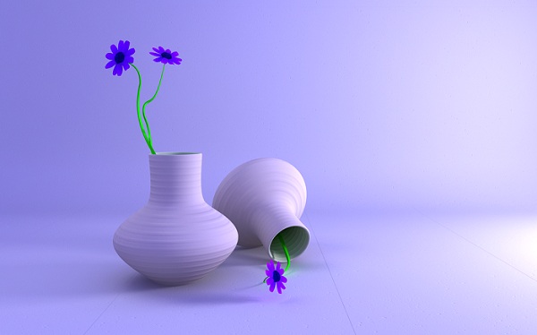 Vase And Flowers Digitally Created 3d Wallpaper
