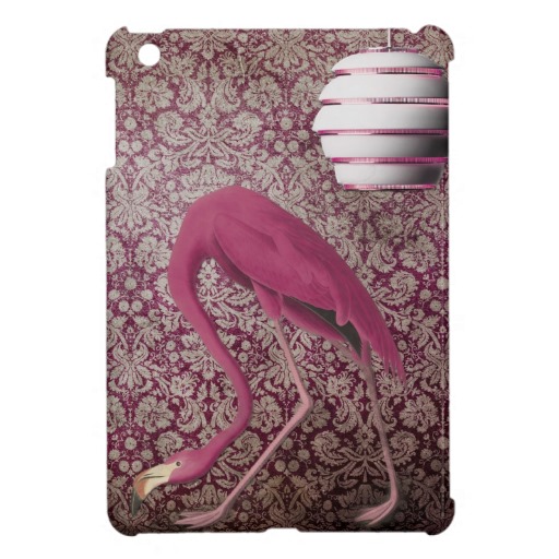 Pink Flamingo On Vintage Wallpaper iPad Mini Cover