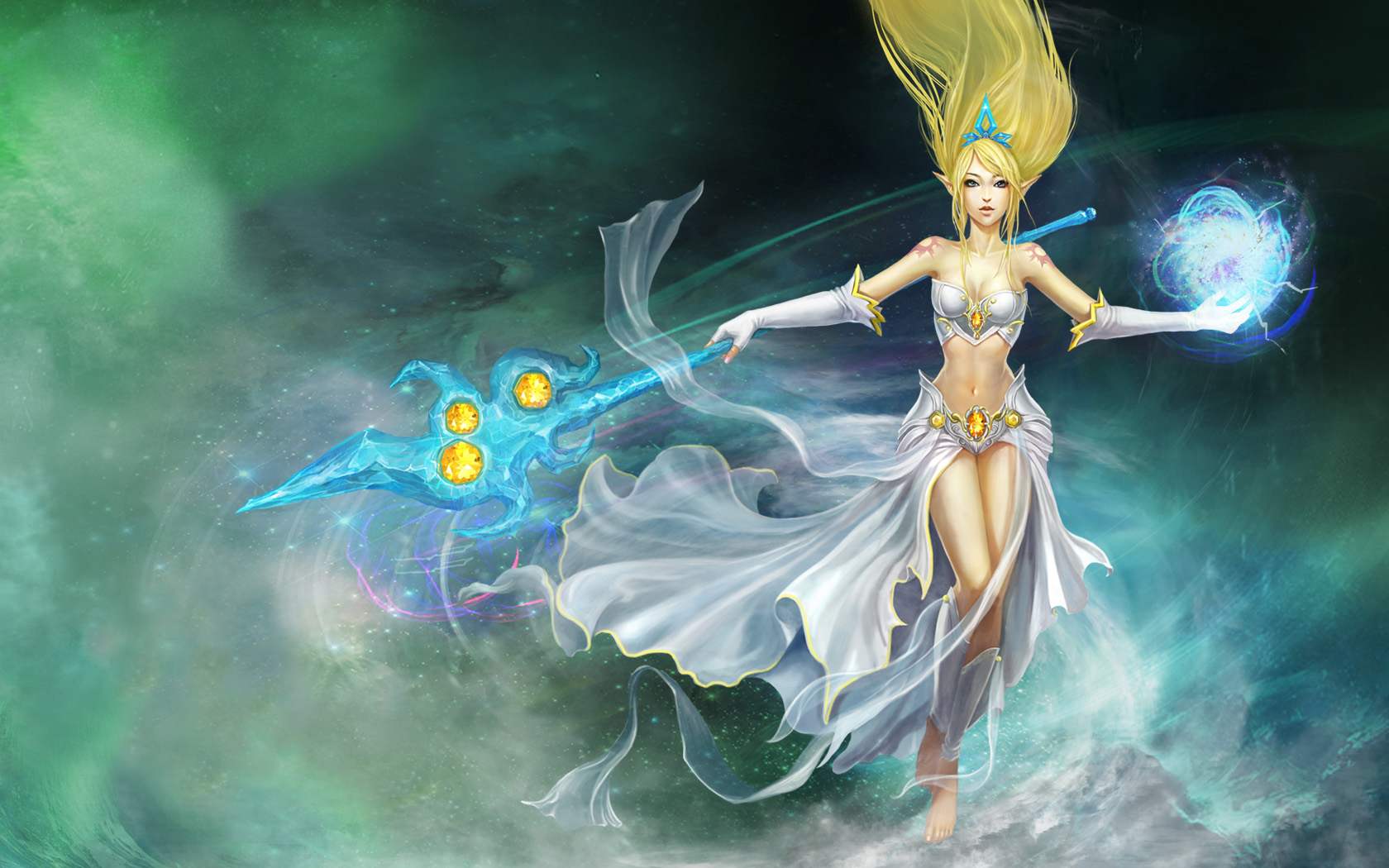 Elf Sorceress Google Background Blonde Themes