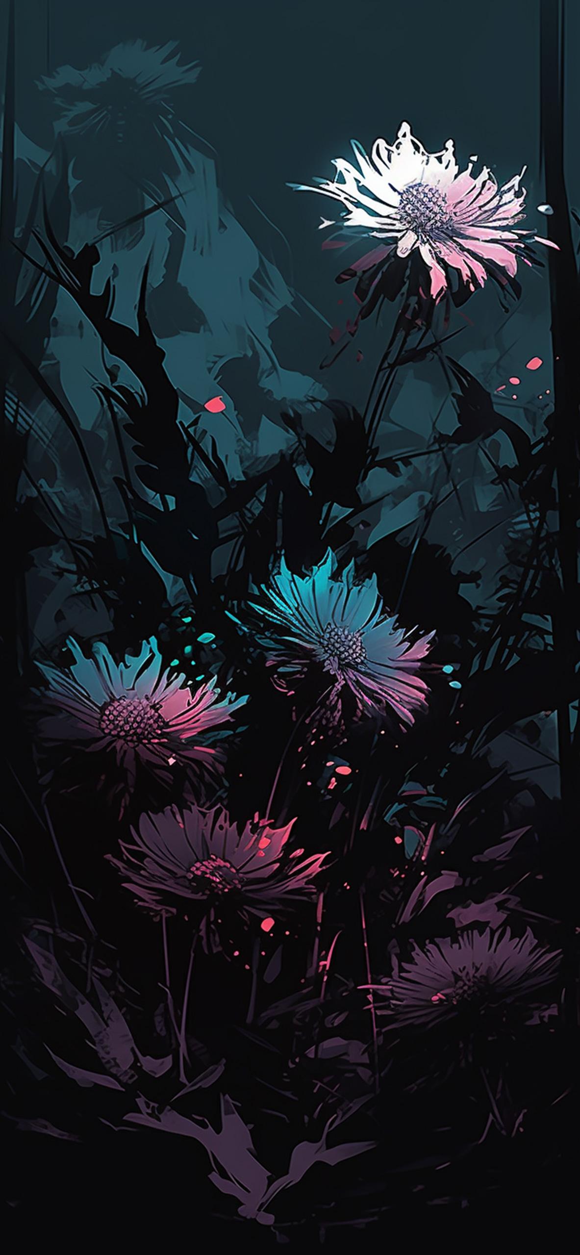 Flowers Dark Art Wallpaper Cool For iPhone