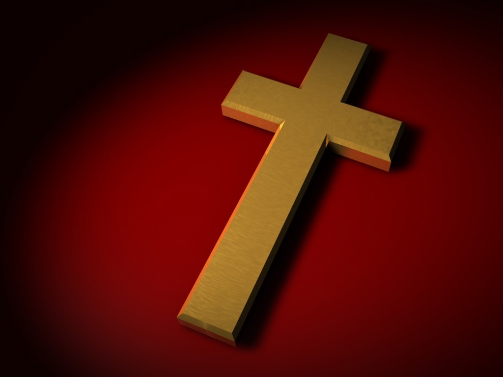 3d Golden Cross Graphic With Nice Red In The Background