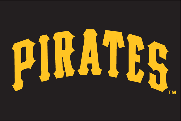 Pittsburgh Pirates Wordmark Logo 1977   Pirates in gold on black
