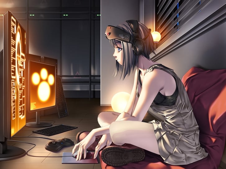 Gamer Girl Anime Wallpaper Room gamers anime girls rezi 728x546