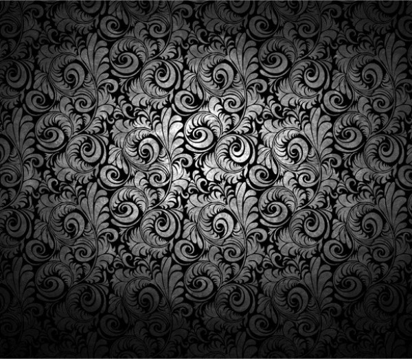 Luxurious Black And Silver Floral Flourish Background In High