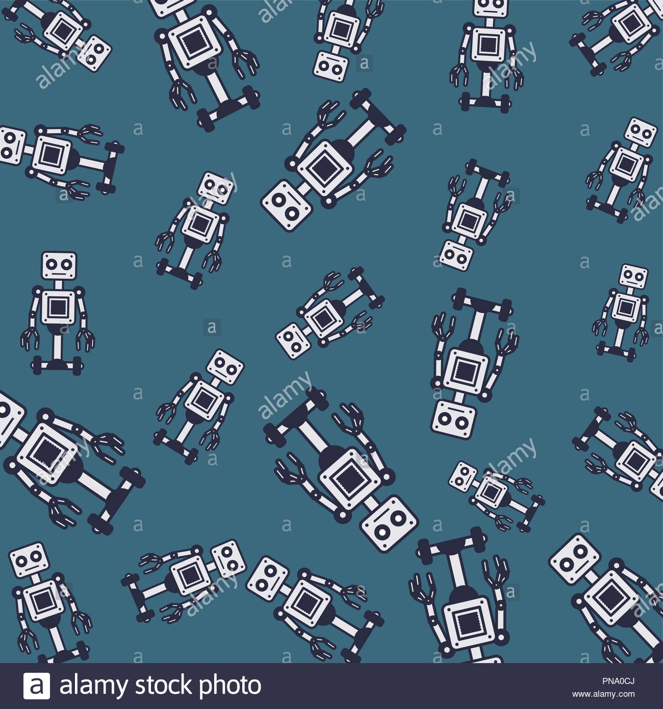 Robots Pattern Background Stock Vector Image Art