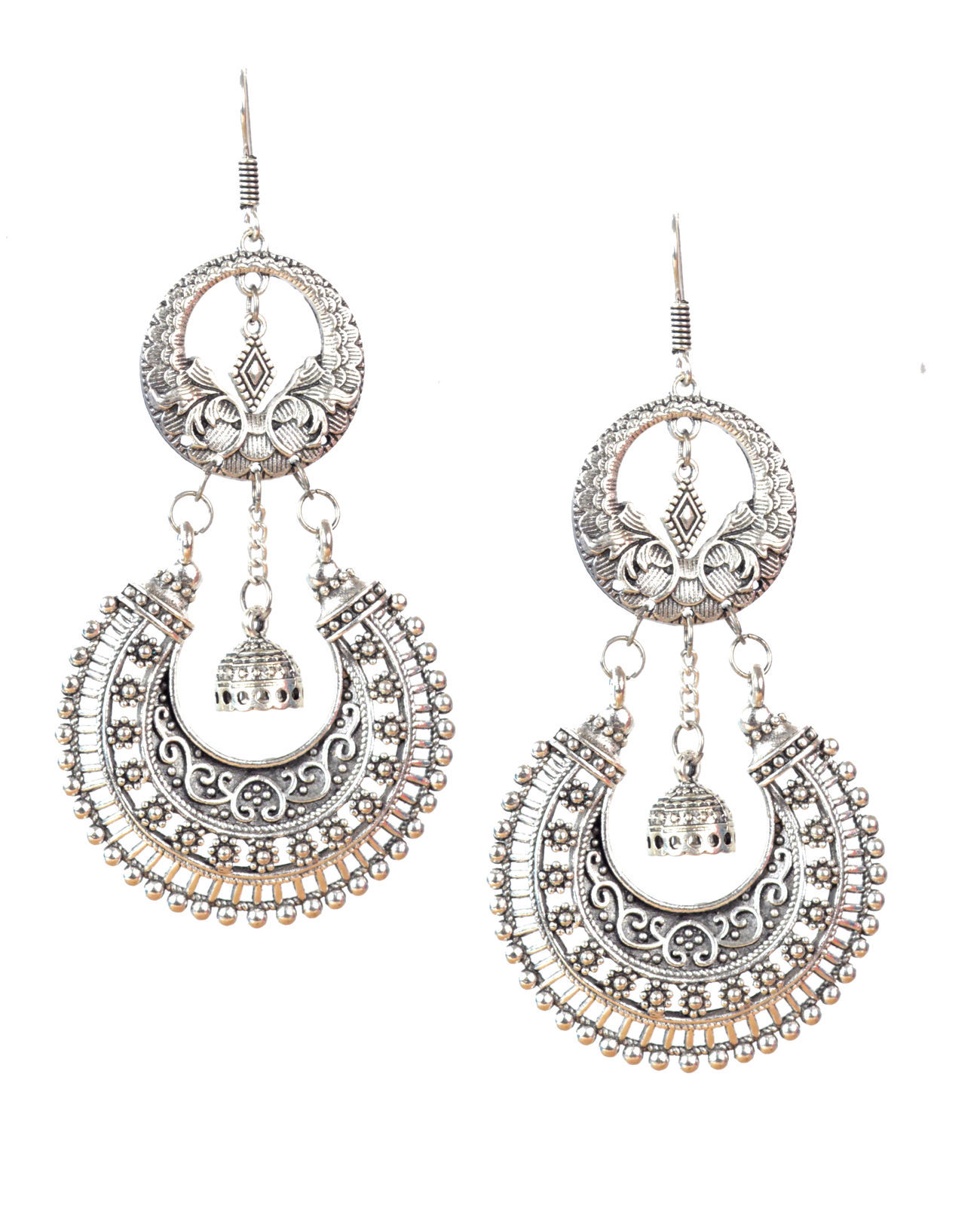 Design Womens Oxidised Silver Fashion Earrings Nisuj