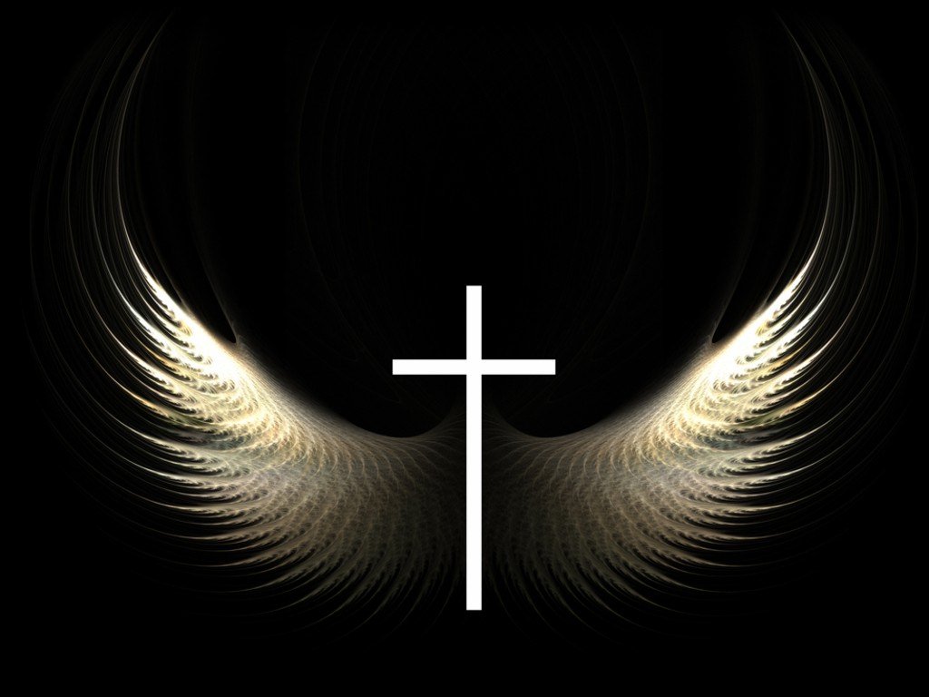 Christian Graphic Cross And Wings Wallpaper